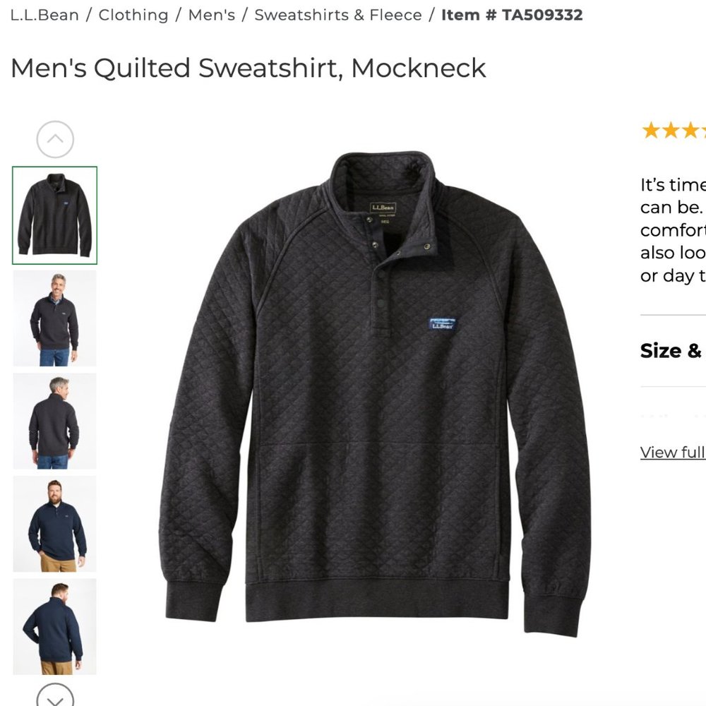 Men's Quilted Sweatshirt, Mockneck